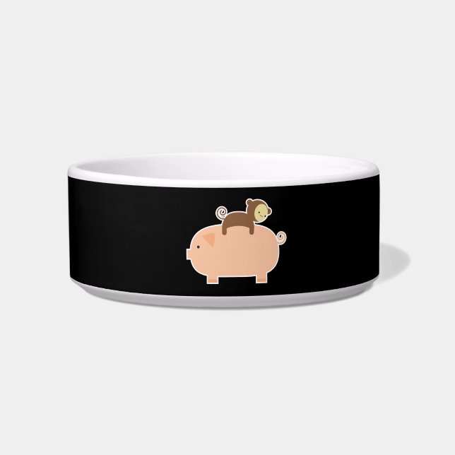 Baby Monkey Riding Backwards on a Pig Bowl (Front)