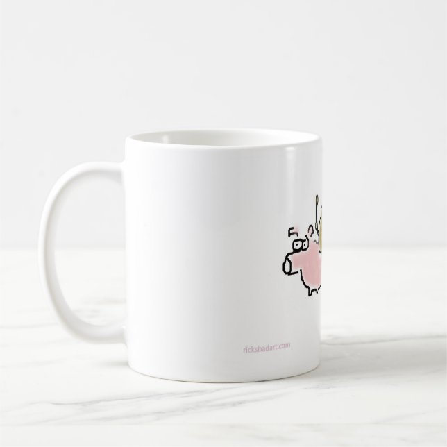 Baby Monkey riding backwards on a pig Coffee Mug (Left)