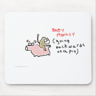 Baby Monkey (riding backwards on a pig) Mouse Mat