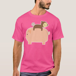 Baby Monkey Riding On A Pig T-Shirt
