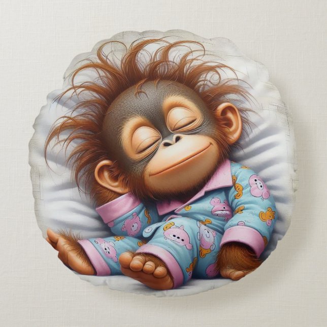 Baby monkey round cushion (Front)