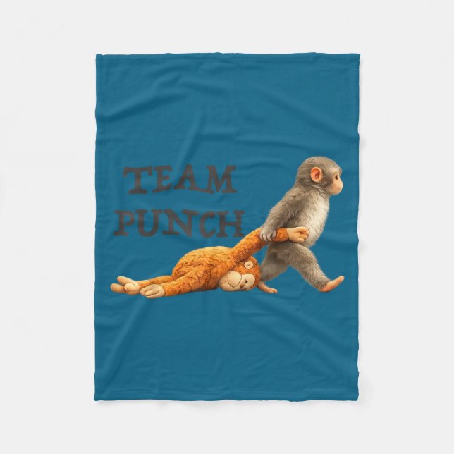 Baby monkey team punch funny monkey meme Baby monk Fleece Blanket (Front)