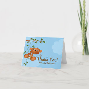 Baby Monkey Thank You Note Card