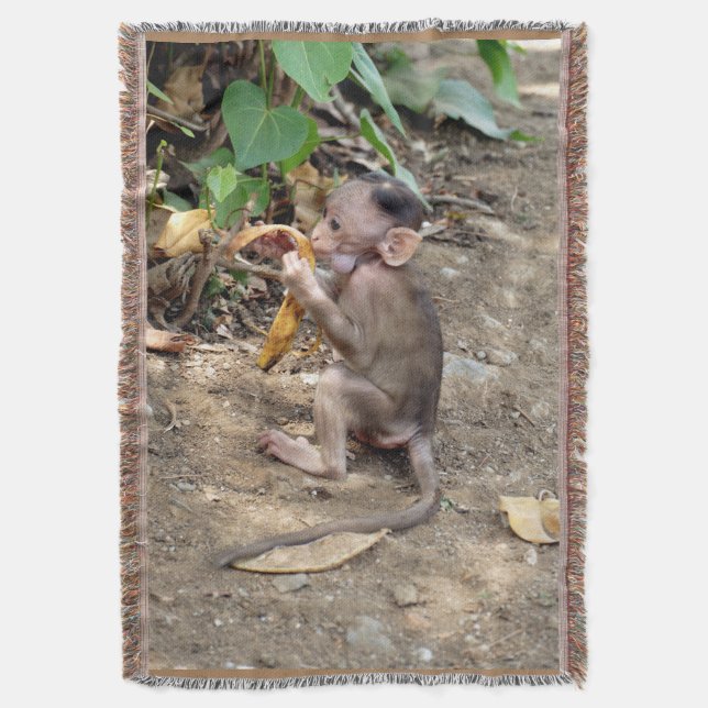 Baby Monkey Throw Blanket (Front Vertical)