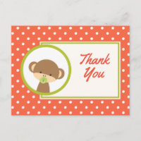 Baby Monkey with a Pacifier Baby Shower Thanks
