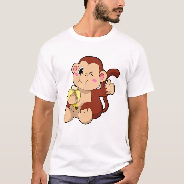 Baby Monkey with Banana T-Shirt (Front)