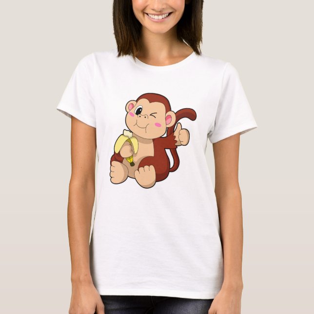 Baby Monkey with Banana T-Shirt (Front)