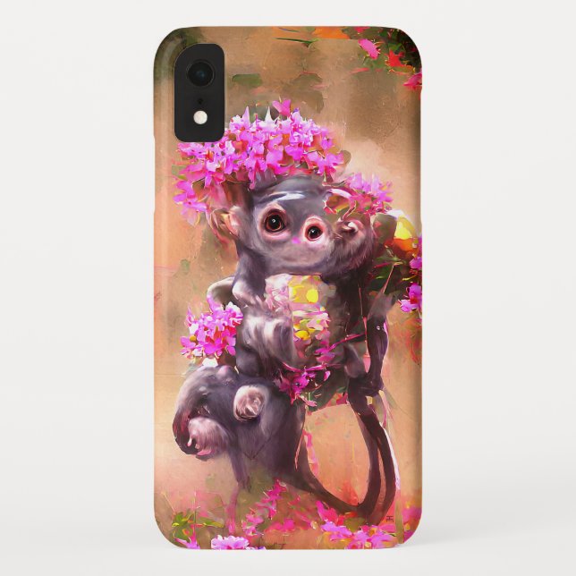 Baby Monkey with Flowers iPhone / iPad case (Back)