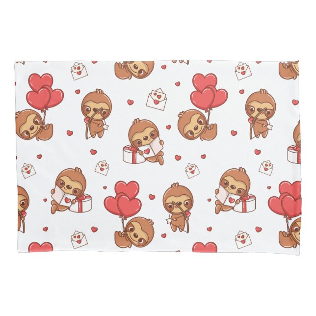 Baby Monkey with heart balloons Pillowcase (Front)
