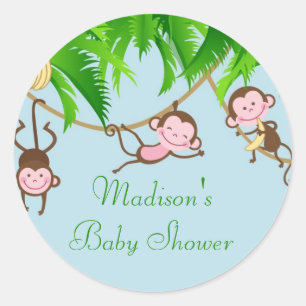 Baby Monkeys Baby Shower Sticker
