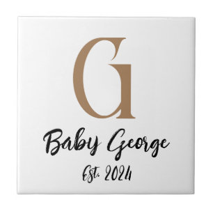 Baby monogram name minimal simple  tile