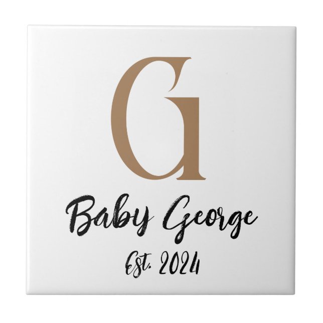 Baby monogram name minimal simple  tile (Front)