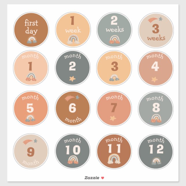 Baby Monthly Milestone Stickers (Sheet)