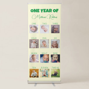 Baby Monthly Milestones 1st Birthday Retractable Banner