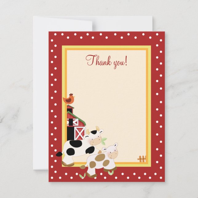 BABY MOO COW (Red) 4x5 Flat Thank you note Card (Front)