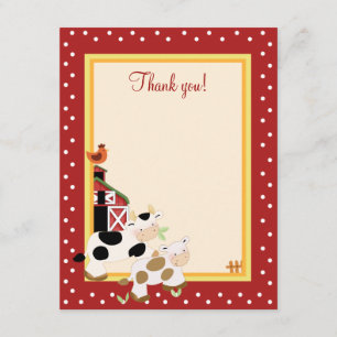 BABY MOO COW (Red) 4x5 Flat Thank you note Invitation