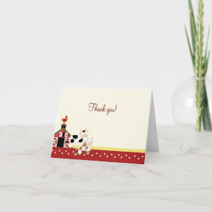 Baby Moo Cow Red Folded Thank you notes