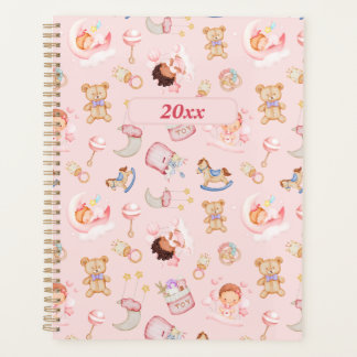 Baby Moon Star Bear Toys Pink Themed Personalised  Planner