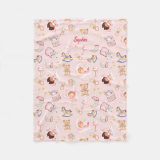 Baby Moon Star Bear Toys Themed Personalised Fleece Blanket