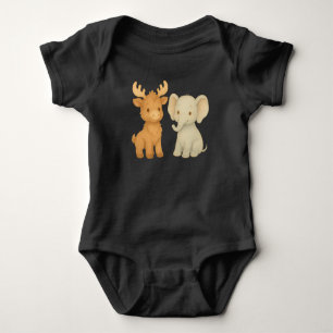 Baby Moose and Baby Elephant Bodysuit