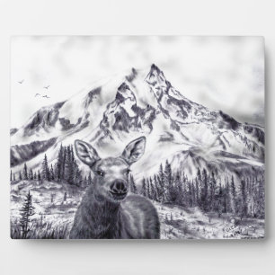 Baby Moose and Mountains Plaque