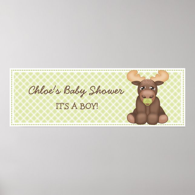 Baby Moose Baby Shower Banner Poster (Front)
