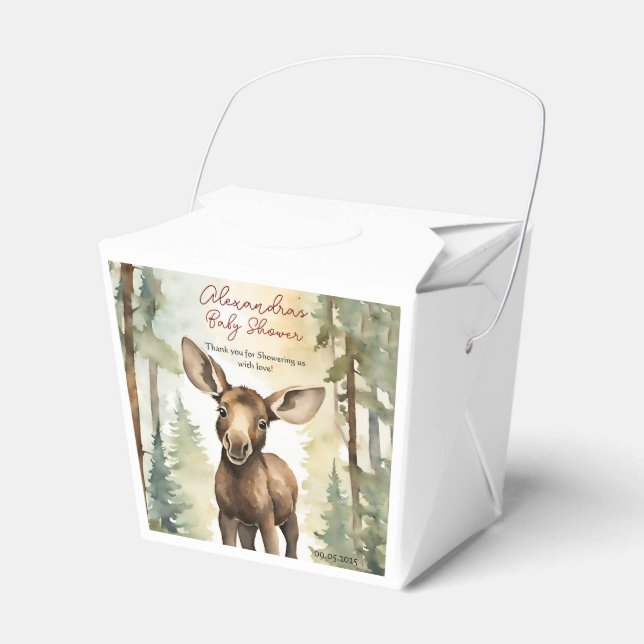 Baby Moose Baby Shower Gender Neutral Favour Box (Front Side)