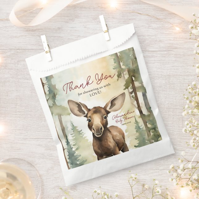 Baby Moose Gender Neutral Baby Shower Favour Bags (Clipped)