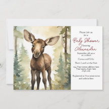 Baby Moose Gender Neutral Baby Shower Invitation