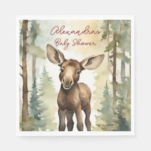 Baby Moose Gender Neutral Baby Shower Napkin