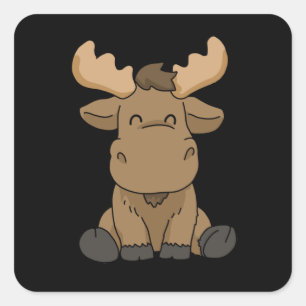 Baby Moose Gift Women Moose Gift Men Moose Square Sticker