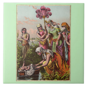 Baby Moses In A Basket Tile