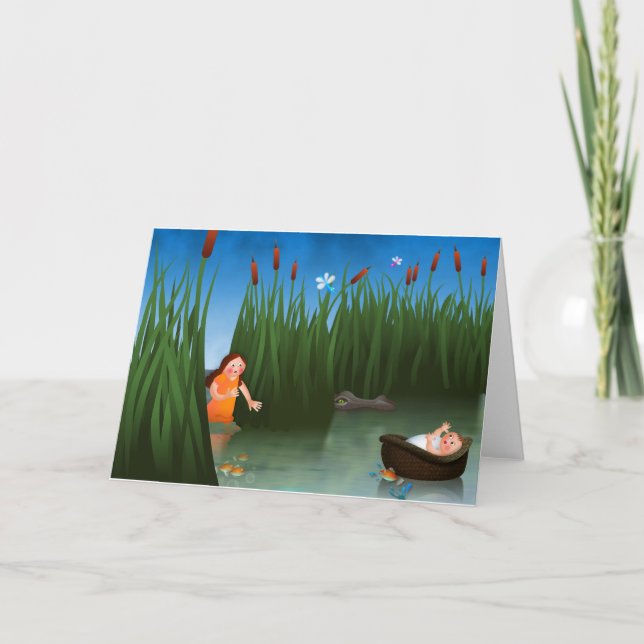Baby Moses Passover Cartoon Card (Front)