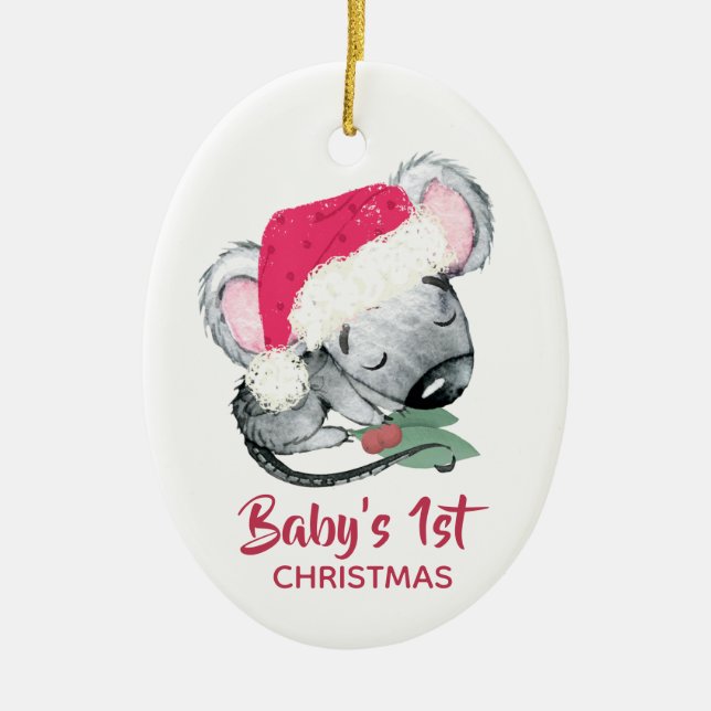Baby Mouse First Christmas Ceramic Tree Decoration (Front)