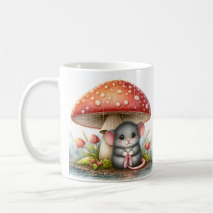 Baby Mouse Under Mushroom Umbrella Coffee Mug