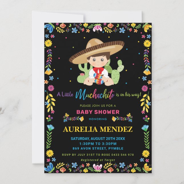 Baby Muchachito Fiesta Mexican Baby Boy Shower  Invitation (Front)