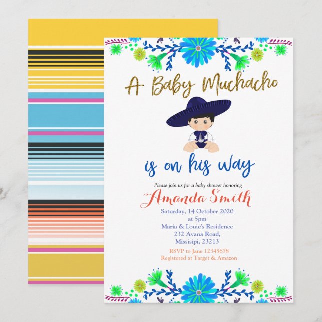 Baby Muchacho Fiesta Baby Shower Invitation (Front/Back)