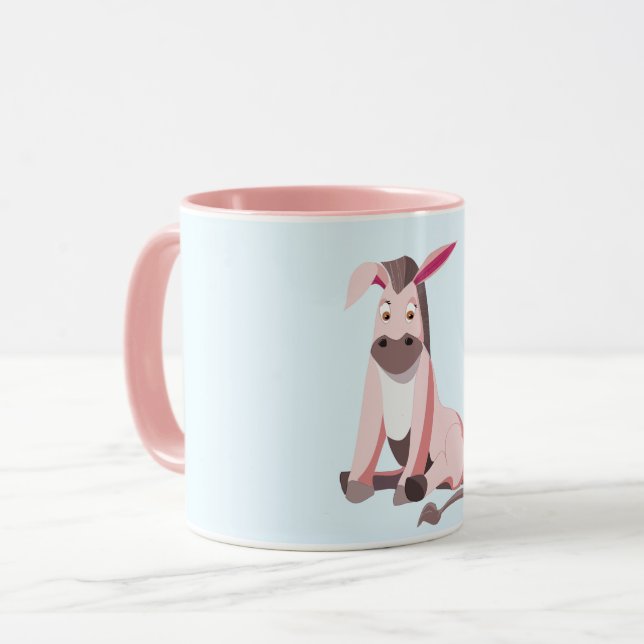 Baby Mug Pink Donkey - Your Colour - Text (Front Left)