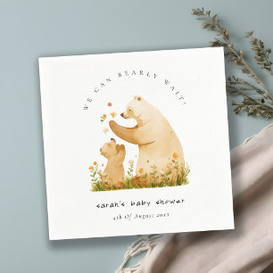 Baby Mum Bearly Wait Floral Neutal Baby Shower Napkin