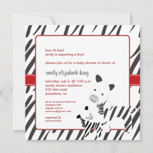 Baby+Mummy Zebra Baby Shower Invitation