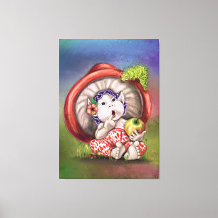 Baby Mushroom and Caterpillar Canvas Print