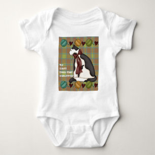 Baby My First Christmas Kitty Cat on Plaid Bodysuit