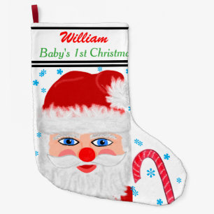 Baby Name 1st Christmas Santa Candy Canes Large Christmas Stocking