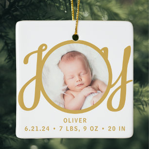 Baby Name Birth Stats Photo Keepsake Ceramic Ornament