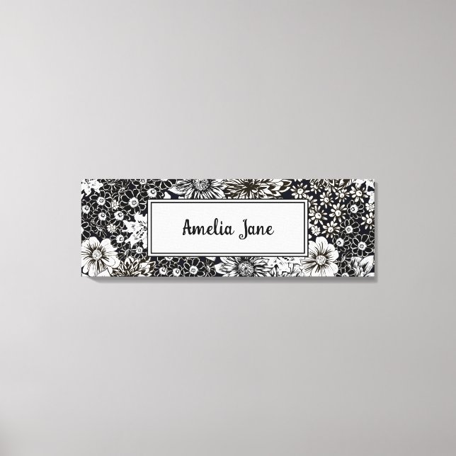 Baby Name Custom Floral Nursery Canvas Print (Front)