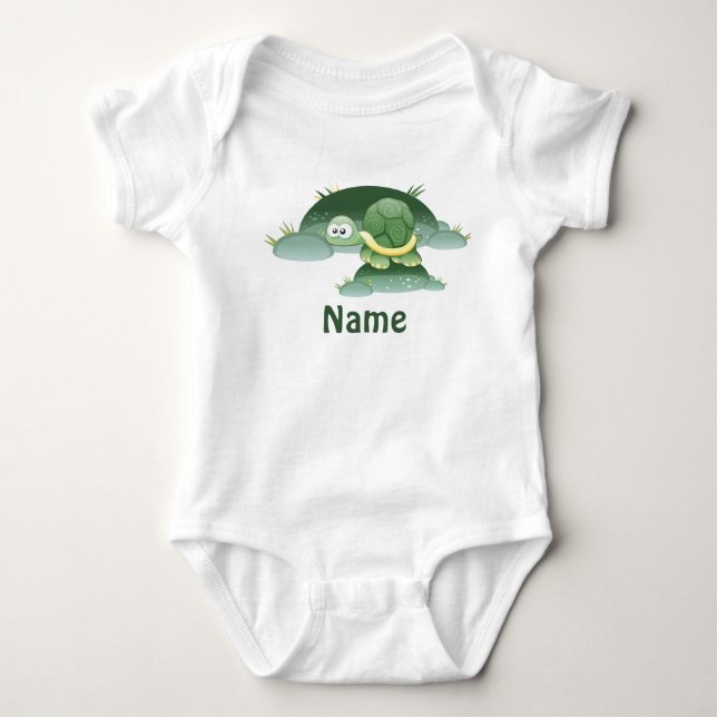 Baby Name Cute Turtle  Custom Infant Creeper (Front)