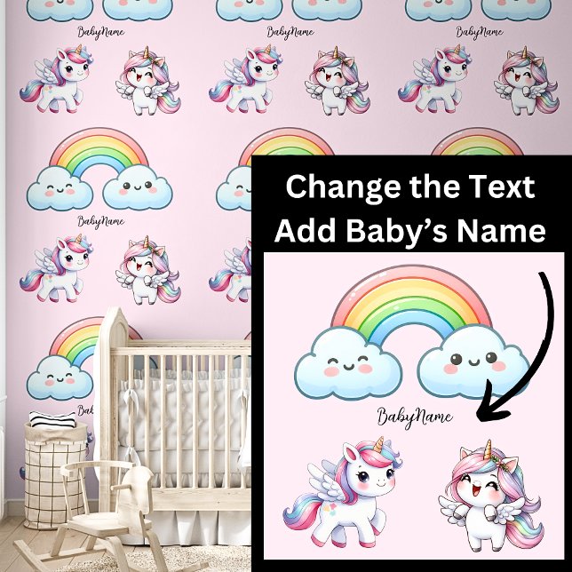 Baby Name, Cute Unicorns & Rainbow on Pink  Wallpaper (Creator Uploaded)