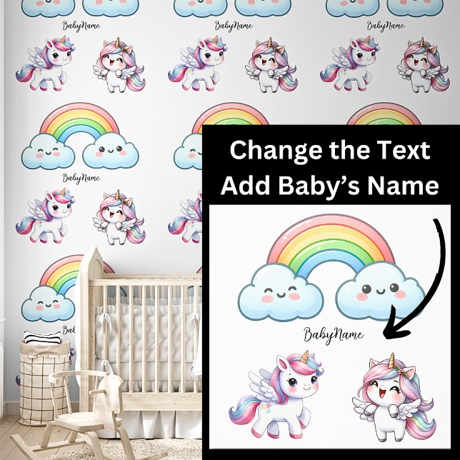 Baby Name, Cute Unicorns & Rainbow Pink Wallpaper (Creator Uploaded)