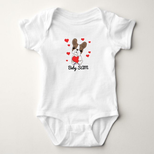 Baby name Dog Heart Bodysuit (Front)