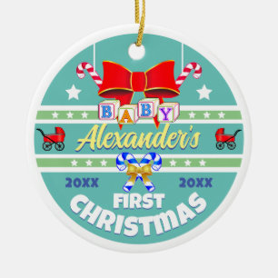 Baby Name First Christmas Unisex Ceramic Tree Decoration